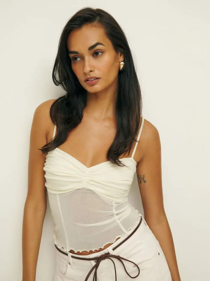 Clothing The Reformation Milly Knit Top Fior Di Latte