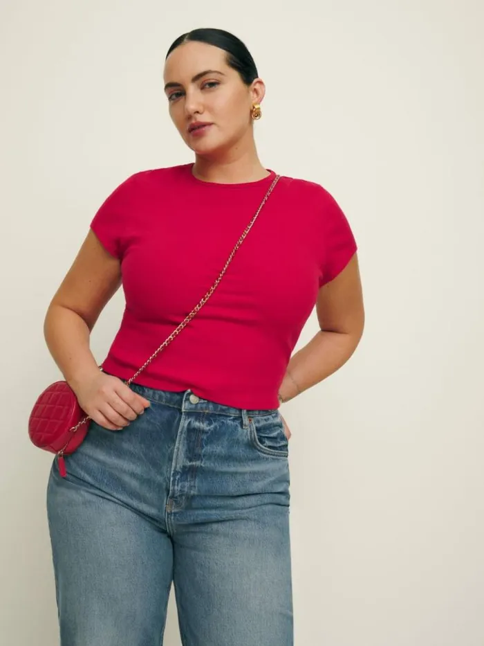 Clothing The Reformation Muse Tee Es Lipstick