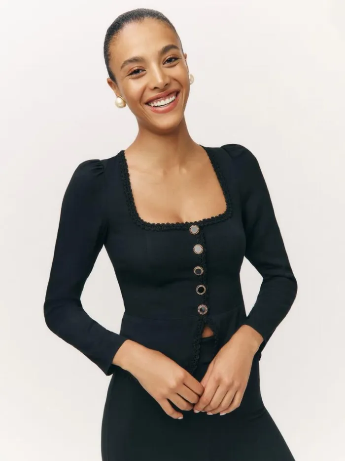 Clothing The Reformation Nikky Top Black
