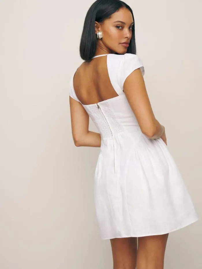 Clothing The Reformation Oaklyn Linen Dress White