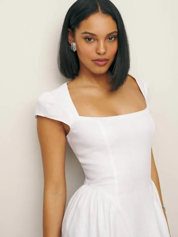 Clothing The Reformation Oaklyn Linen Dress White