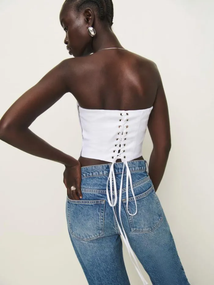 Clothing The Reformation Pacie Linen Top White
