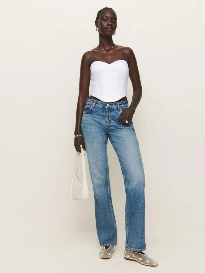 Clothing The Reformation Pacie Linen Top White