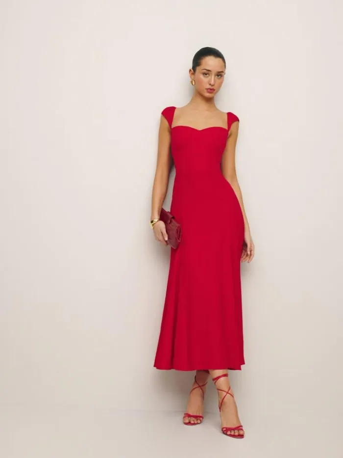 Clothing The Reformation Petites Bryson Dress Cherry