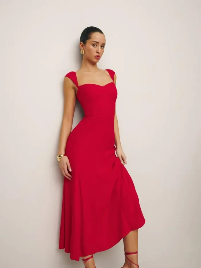 Clothing The Reformation Petites Bryson Dress Cherry