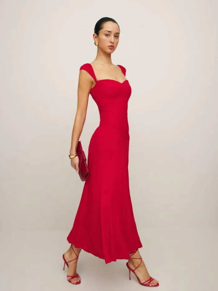 Clothing The Reformation Petites Bryson Dress Cherry