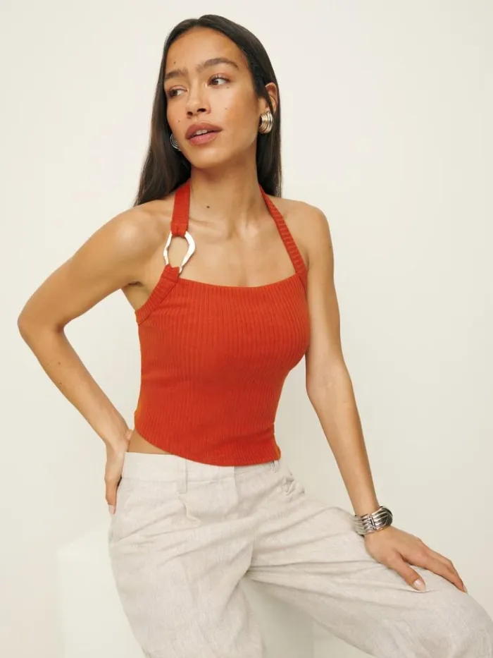 Clothing The Reformation Ramona Knit Top Blood Orange
