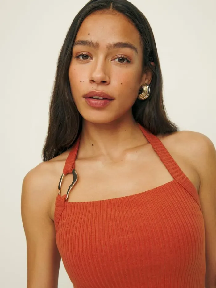 Clothing The Reformation Ramona Knit Top Blood Orange