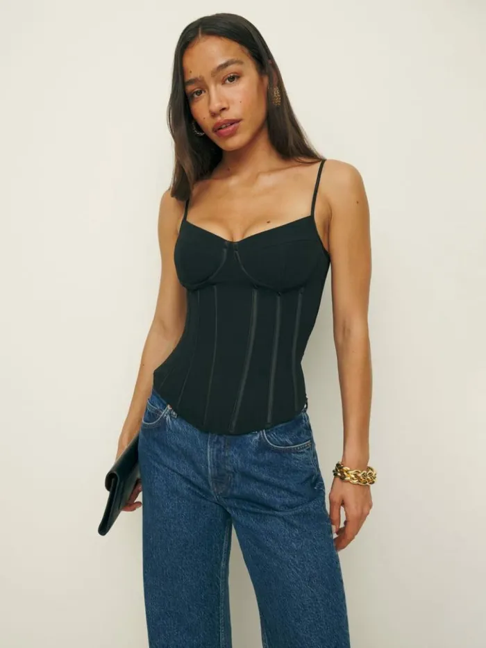 Clothing The Reformation Rosetta Top Black