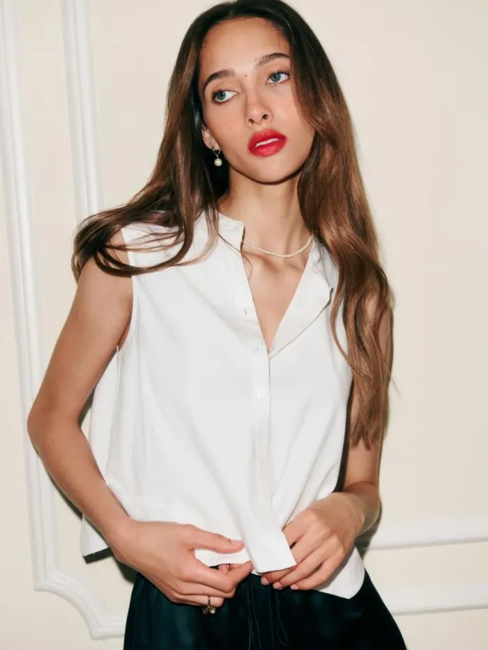 Clothing The Reformation Stone Top White