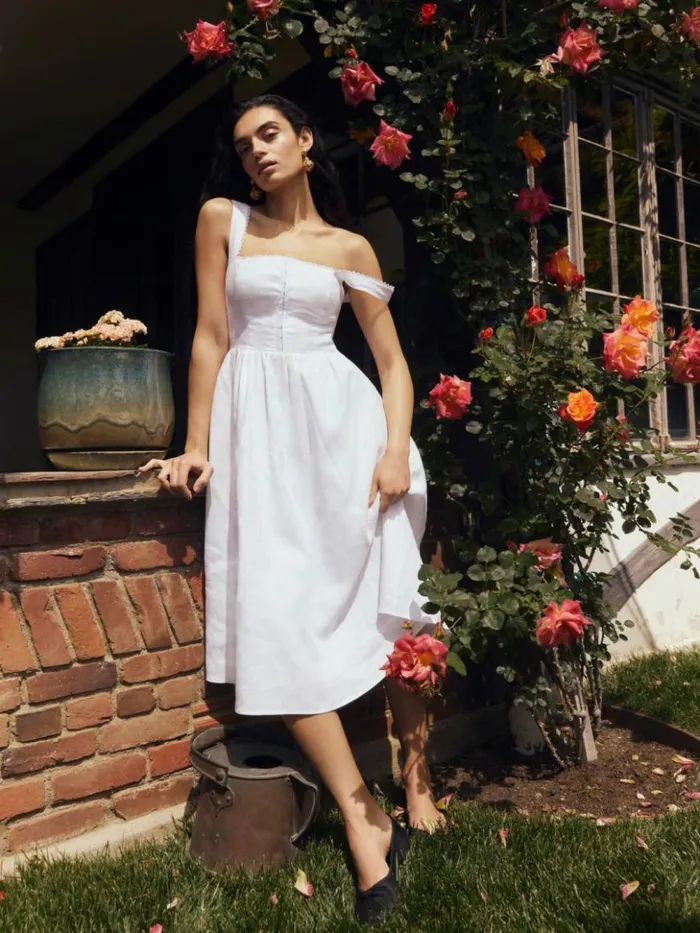 Clothing The Reformation Tagliatelle Linen Dress White