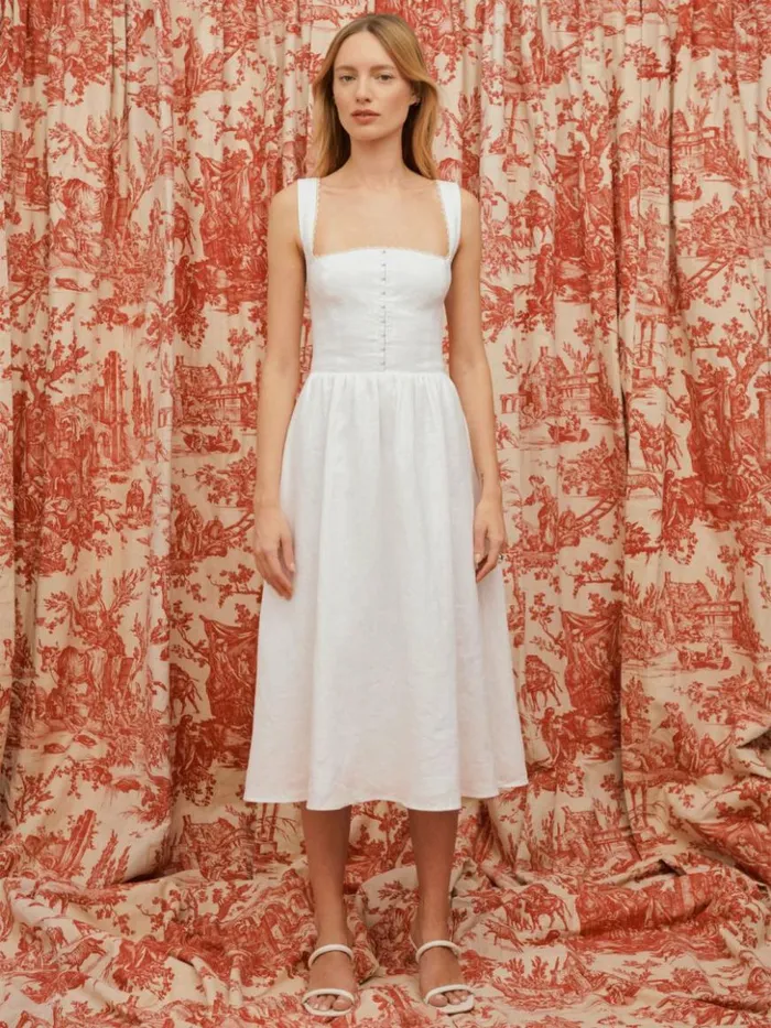 Clothing The Reformation Tagliatelle Linen Dress White