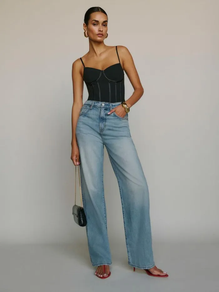 Clothing The Reformation Val Livedin Straight Jeans Brandywine