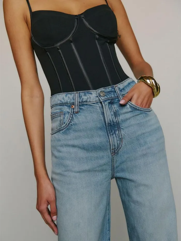 Clothing The Reformation Val Livedin Straight Jeans Brandywine