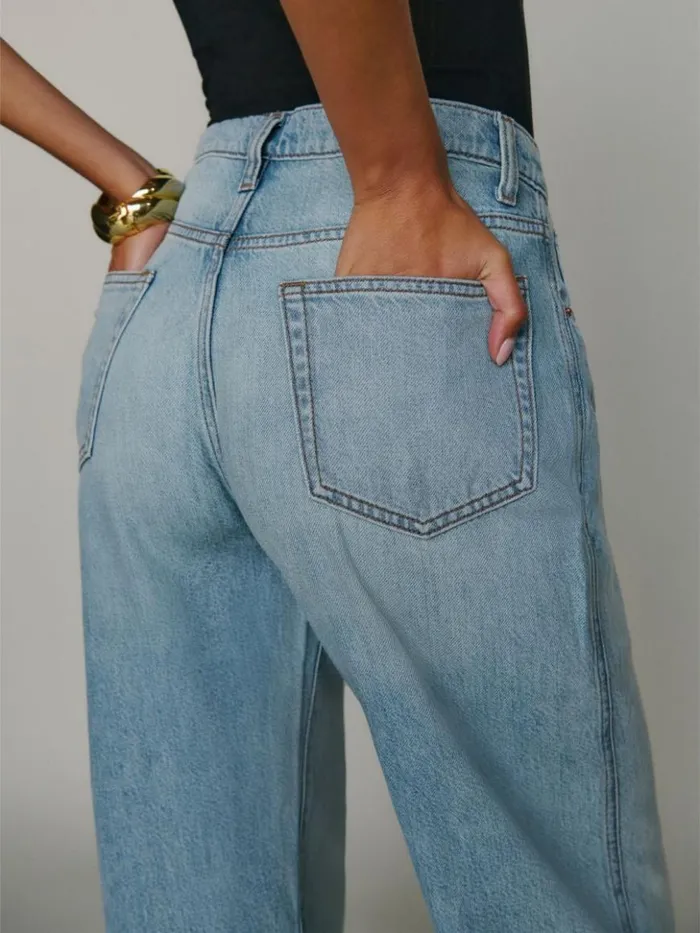Clothing The Reformation Val Livedin Straight Jeans Brandywine
