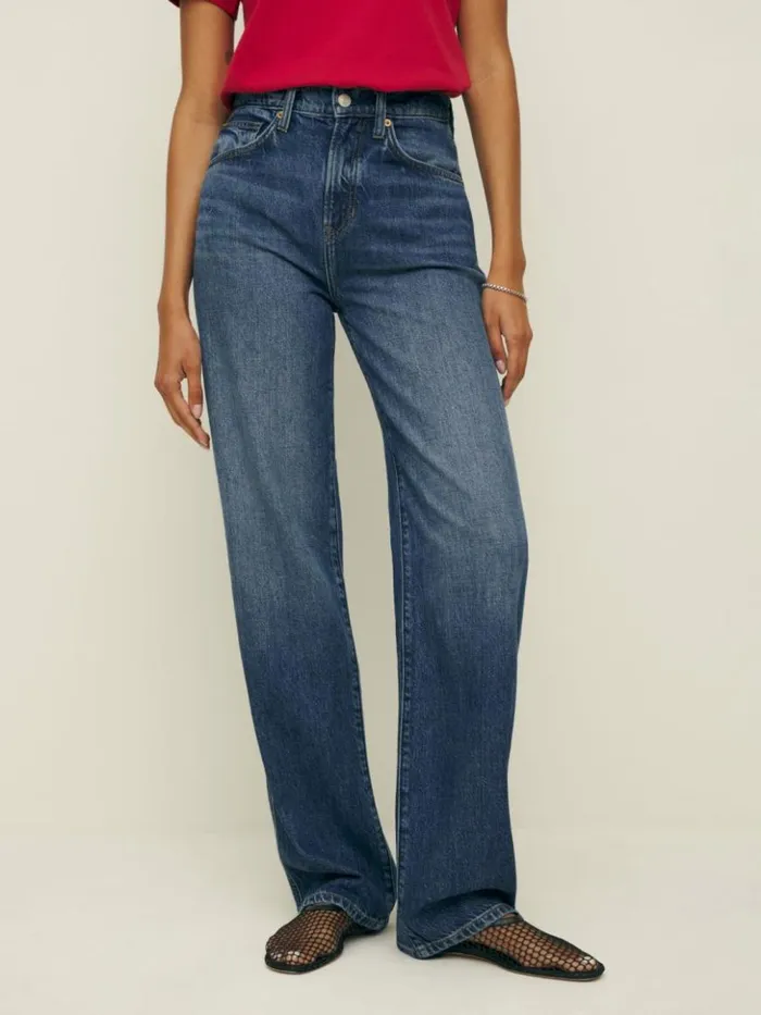 Clothing The Reformation Val Livedin Straight Jeans Otter