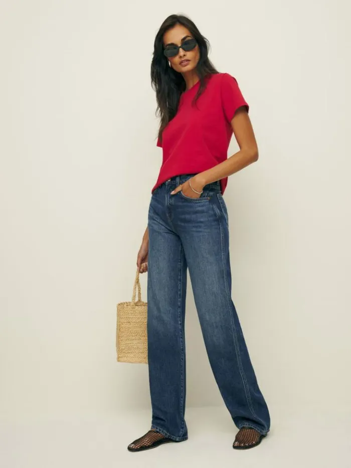 Clothing The Reformation Val Livedin Straight Jeans Otter