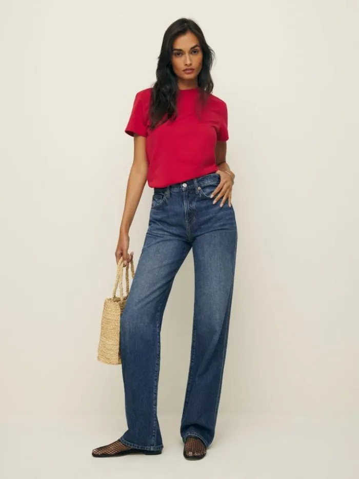 Clothing The Reformation Val Livedin Straight Jeans Otter