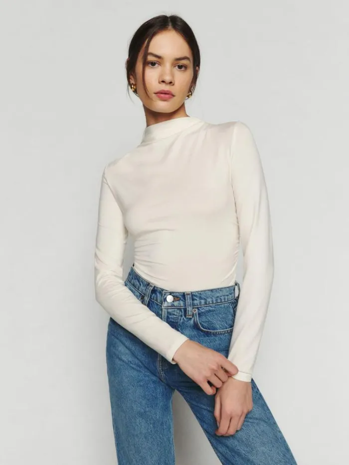 Clothing The Reformation Zylah Knit Top Cream