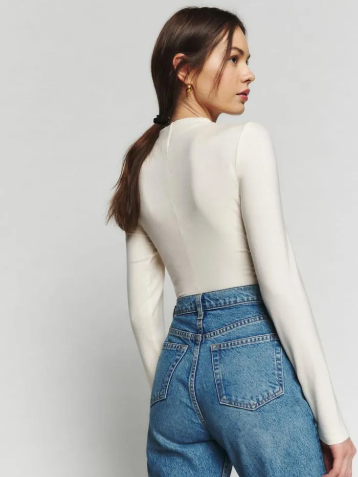 Clothing The Reformation Zylah Knit Top Cream