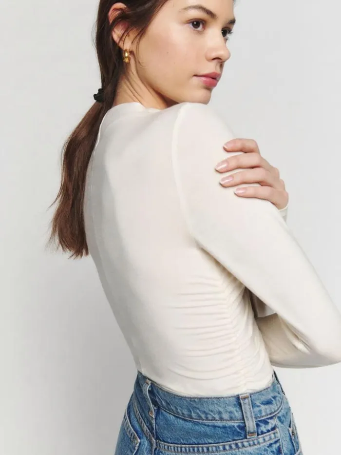 Clothing The Reformation Zylah Knit Top Cream