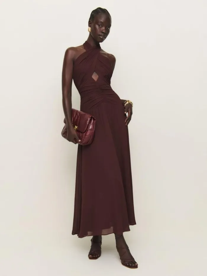 ClothingWeddings The Reformation Cari Dress Mahogany