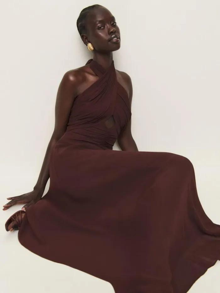 ClothingWeddings The Reformation Cari Dress Mahogany