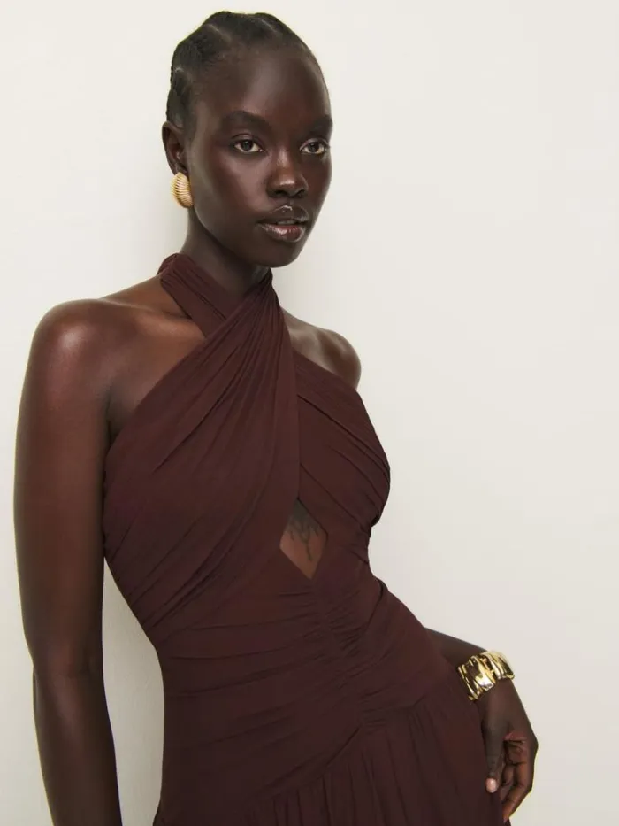 ClothingWeddings The Reformation Cari Dress Mahogany