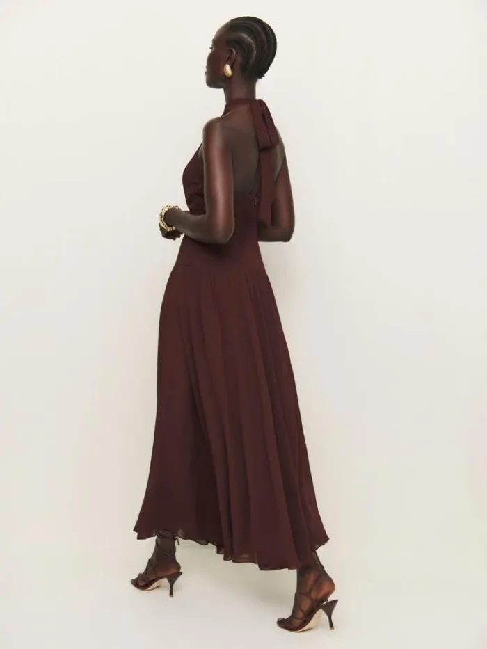 ClothingWeddings The Reformation Cari Dress Mahogany