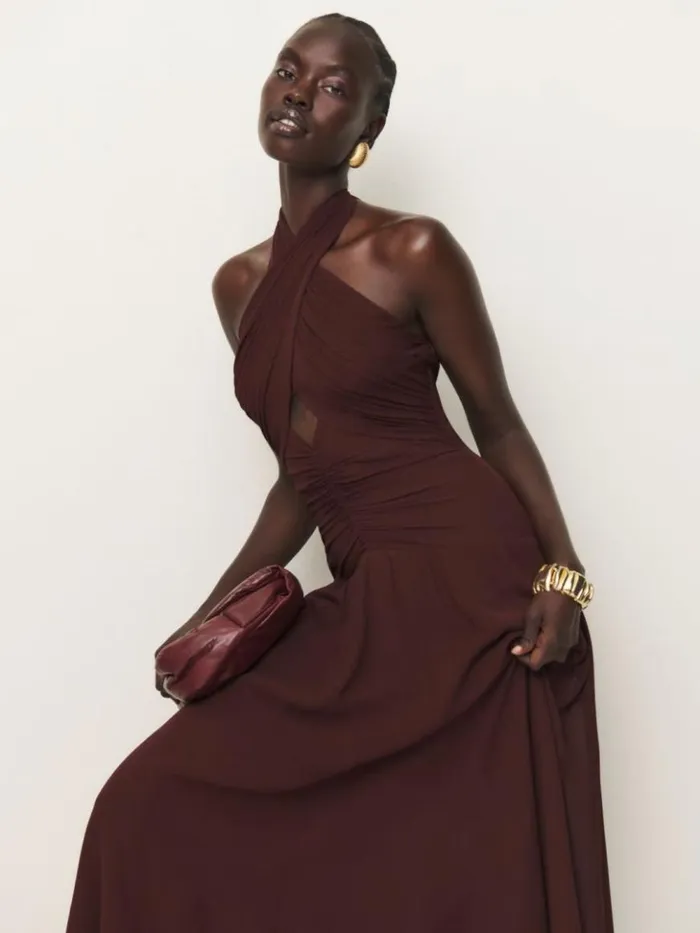 ClothingWeddings The Reformation Cari Dress Mahogany