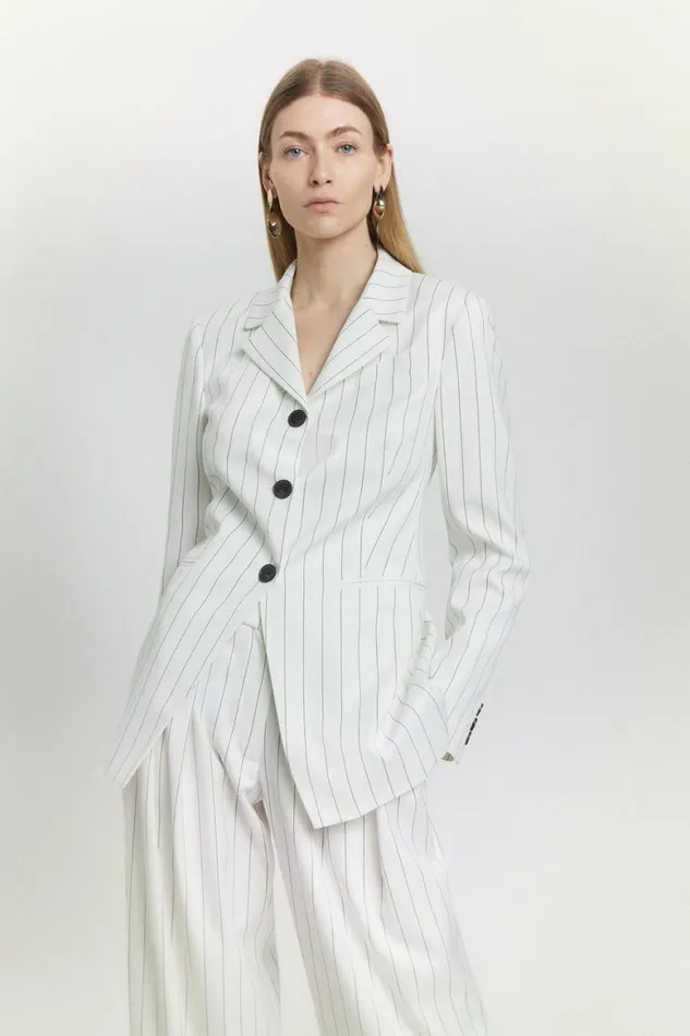 CoOrds Women Karen Millen Pinstripe Tailored Set White