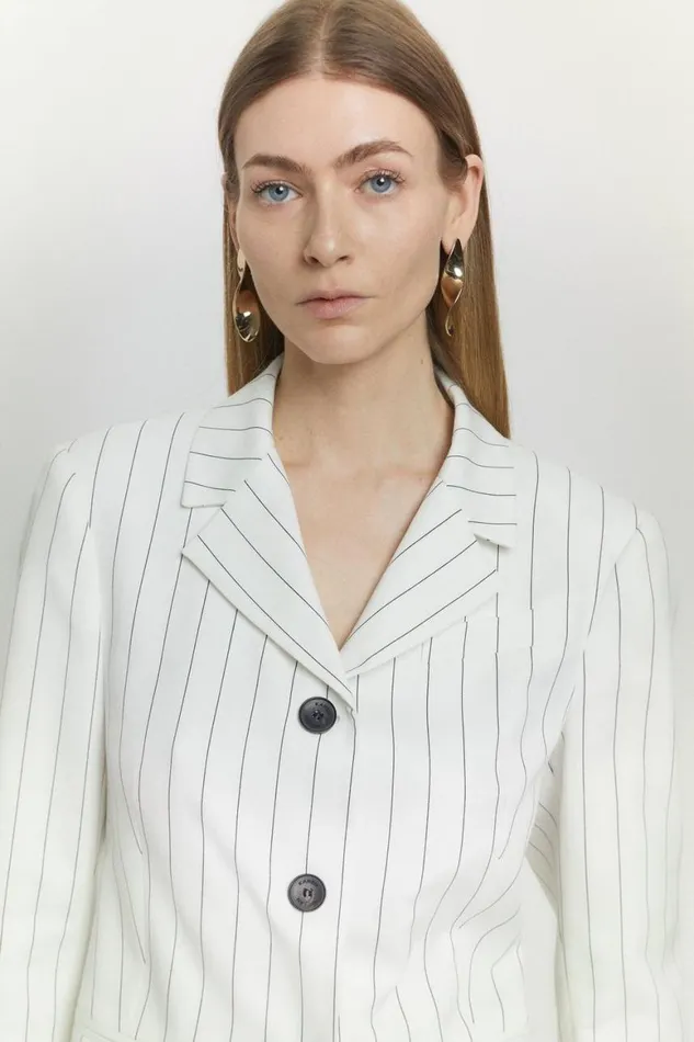 CoOrds Women Karen Millen Pinstripe Tailored Set White