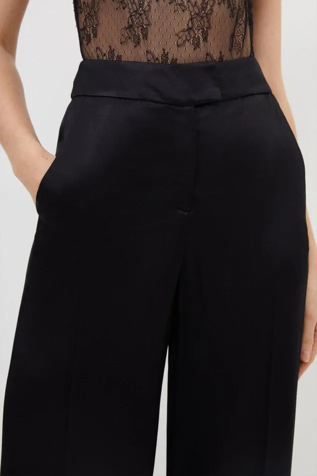 CoOrds Women Karen Millen Satin Back Crepe Set Black