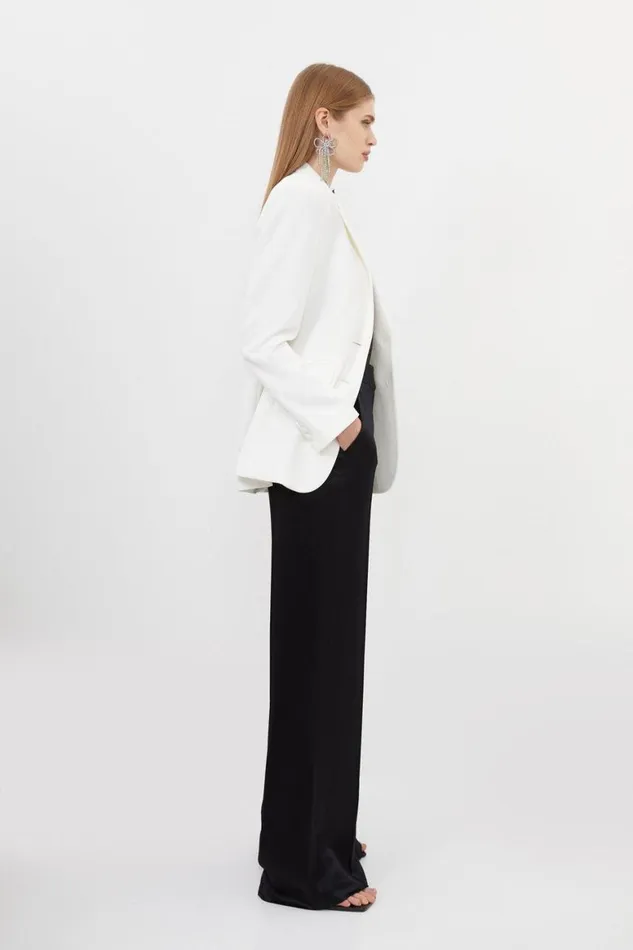 CoOrds Women Karen Millen Satin Back Crepe Set Black