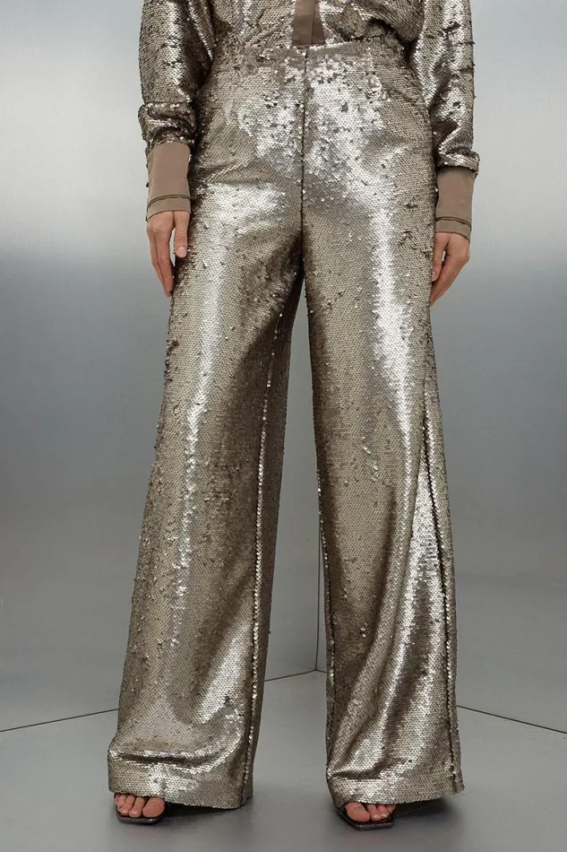 CoOrds Women Karen Millen Sequin Woven Set Silver