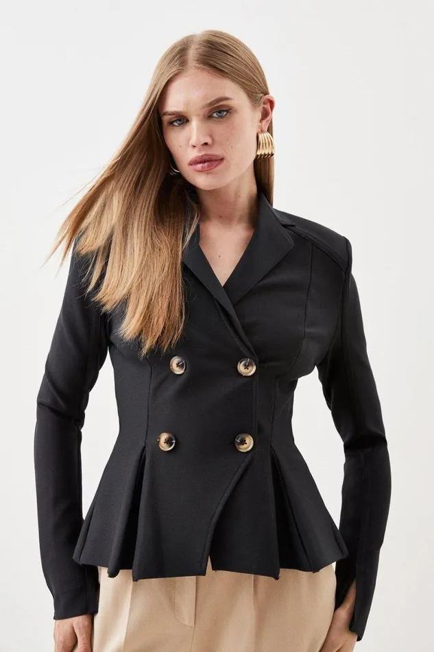 Coats and Jackets Women Karen Millen Button Front Bandage Knit Blazer Black