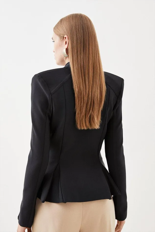 Coats and Jackets Women Karen Millen Button Front Bandage Knit Blazer Black