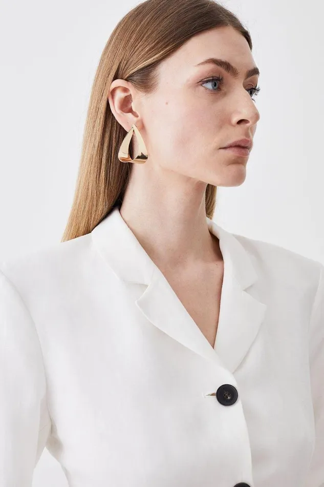 Coats and Jackets Women Karen Millen Linen High Break Tailored Blazer Ivory