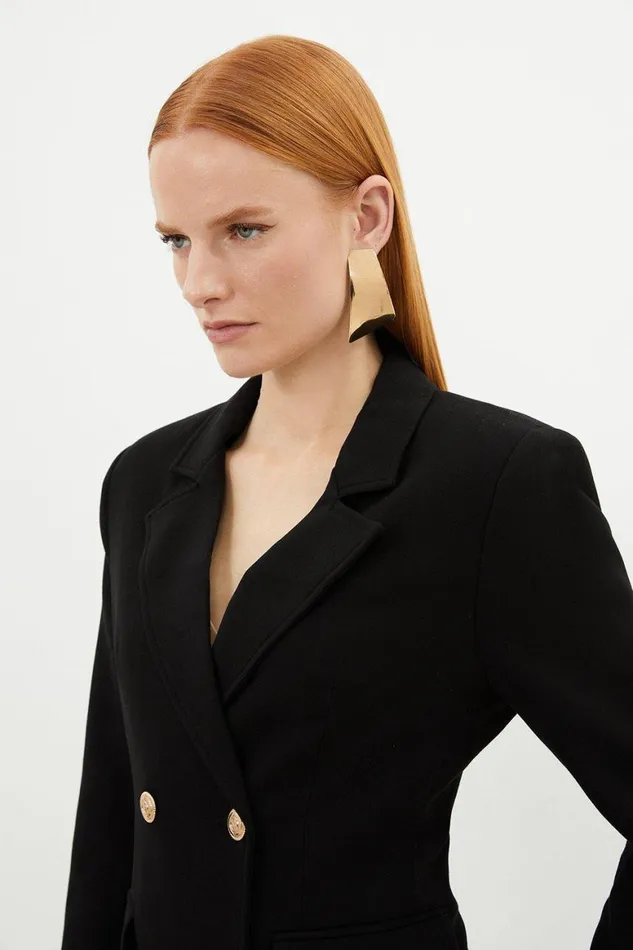 Coats and Jackets Women Karen Millen Petite Compact Essential Tailored Double Breasted Blazer Black