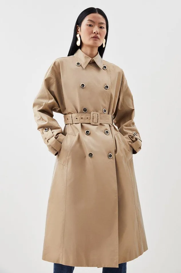Coats and Jackets Women Karen Millen Relaxed Sleeve Belted Trench Coat Camel