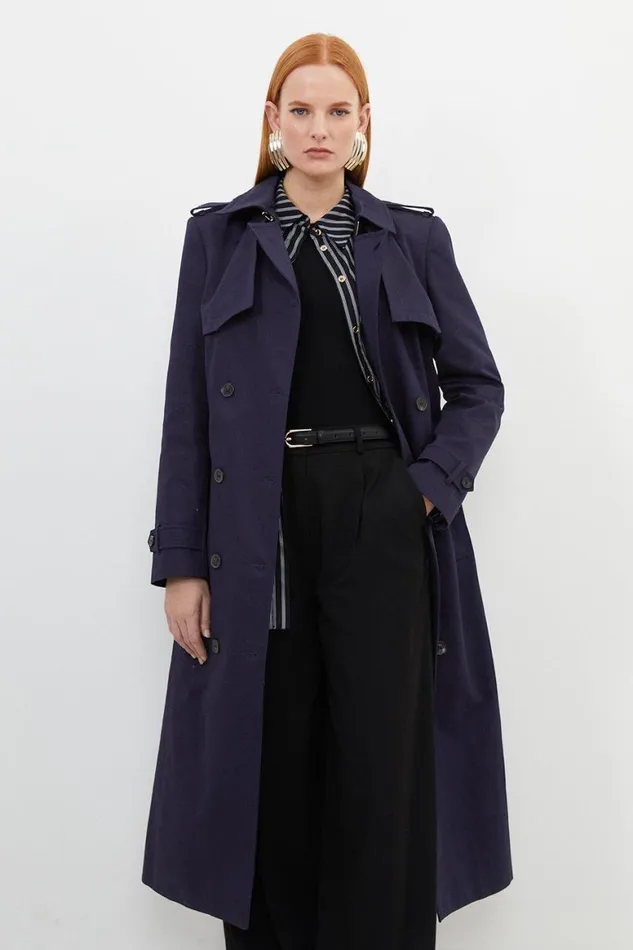Coats and Jackets Women Karen Millen Tailored Belted Trench Coat Navy
