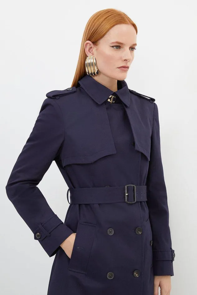 Coats and Jackets Women Karen Millen Tailored Belted Trench Coat Navy