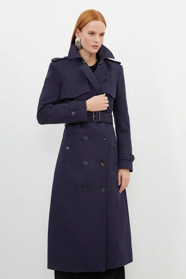 Coats and Jackets Women Karen Millen Tailored Belted Trench Coat Navy