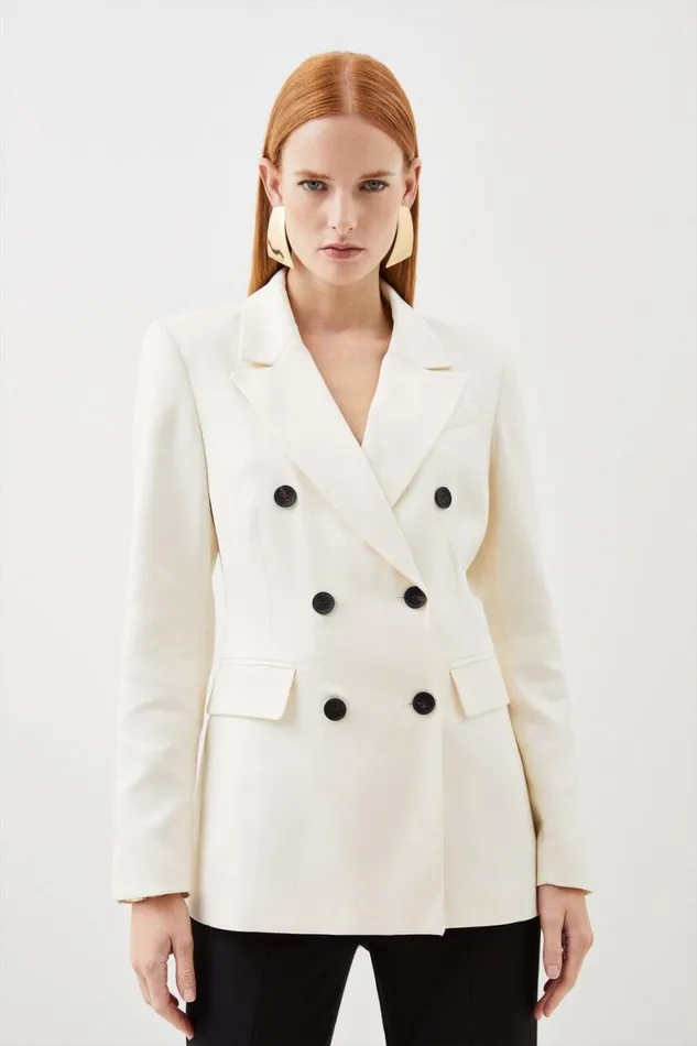Coats and Jackets Women Karen Millen Tailored Double Breasted Blazer Ivory