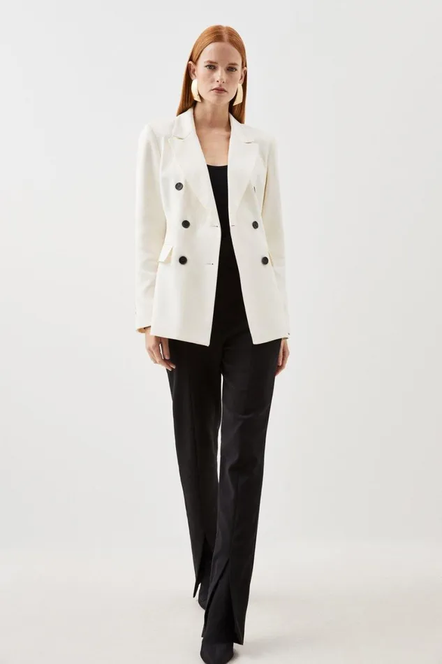 Coats and Jackets Women Karen Millen Tailored Double Breasted Blazer Ivory