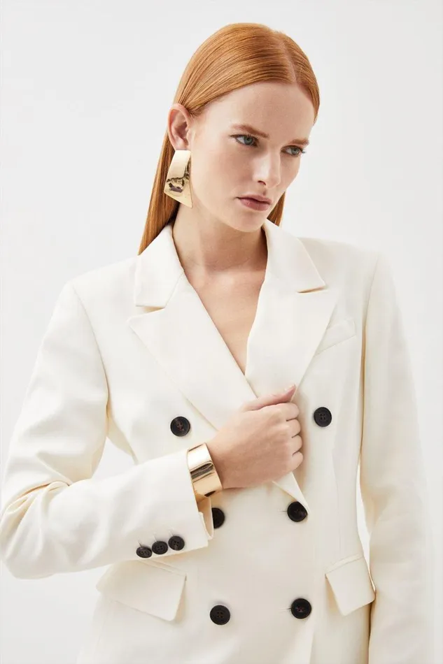 Coats and Jackets Women Karen Millen Tailored Double Breasted Blazer Ivory