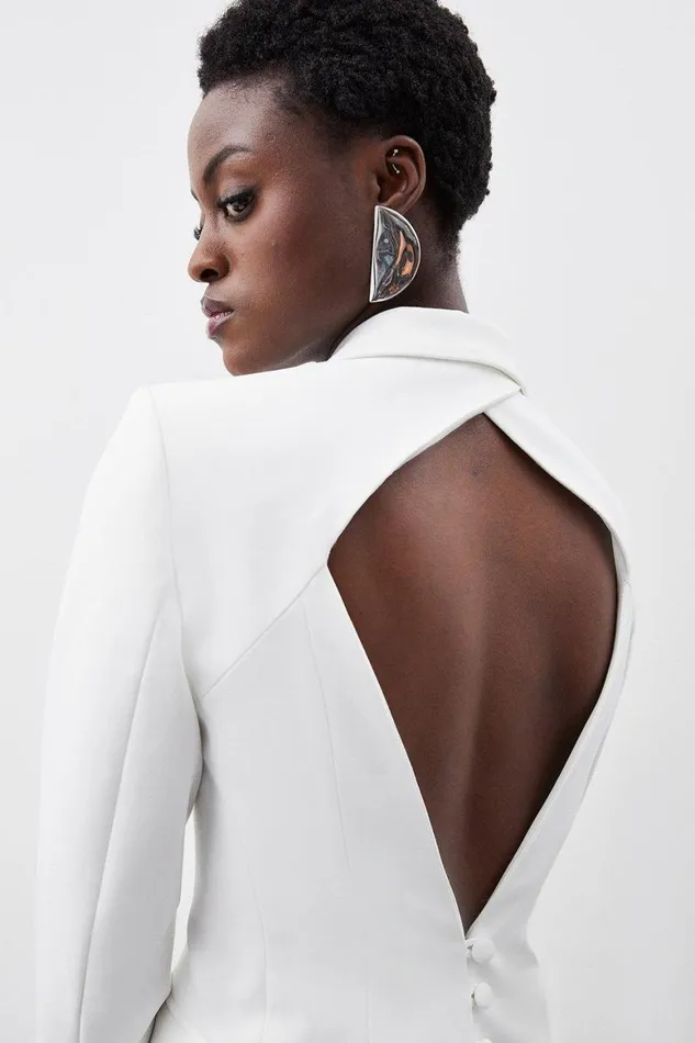 Coats and Jackets Women Karen Millen Tailored Open Back Blazer Ivory