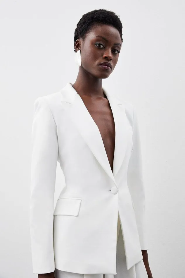 Coats and Jackets Women Karen Millen Tailored Open Back Blazer Ivory
