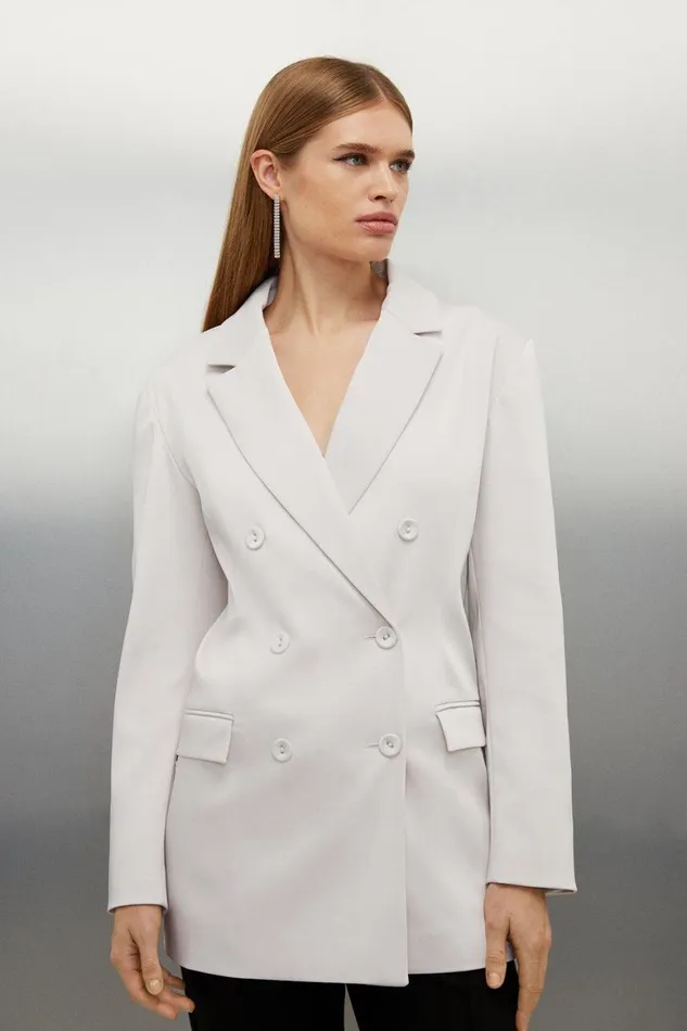 Coats and Jackets Women Karen Millen Tailored Satin Back Crepe Oversized Blazer Oyster Coats and Jackets Women Karen Millen Tailored Satin Back Crepe Oversized Blazer Oyster