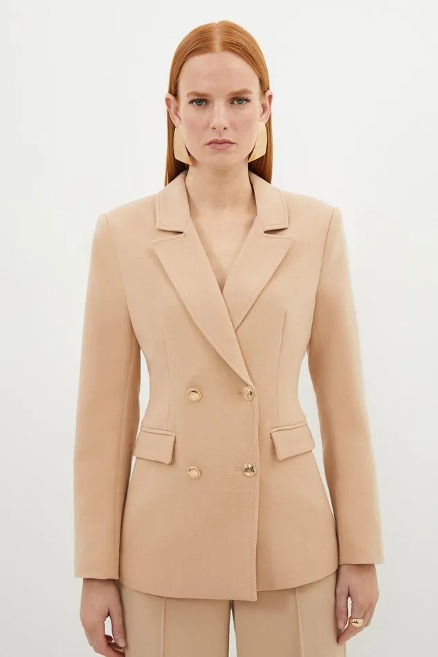 Coats and Jackets Women Karen Millen Tall Compact Essential Tailored Double Breasted Blazer Camel Coats and Jackets Women Karen Millen Tall Compact Essential Tailored Double Breasted Blazer Camel